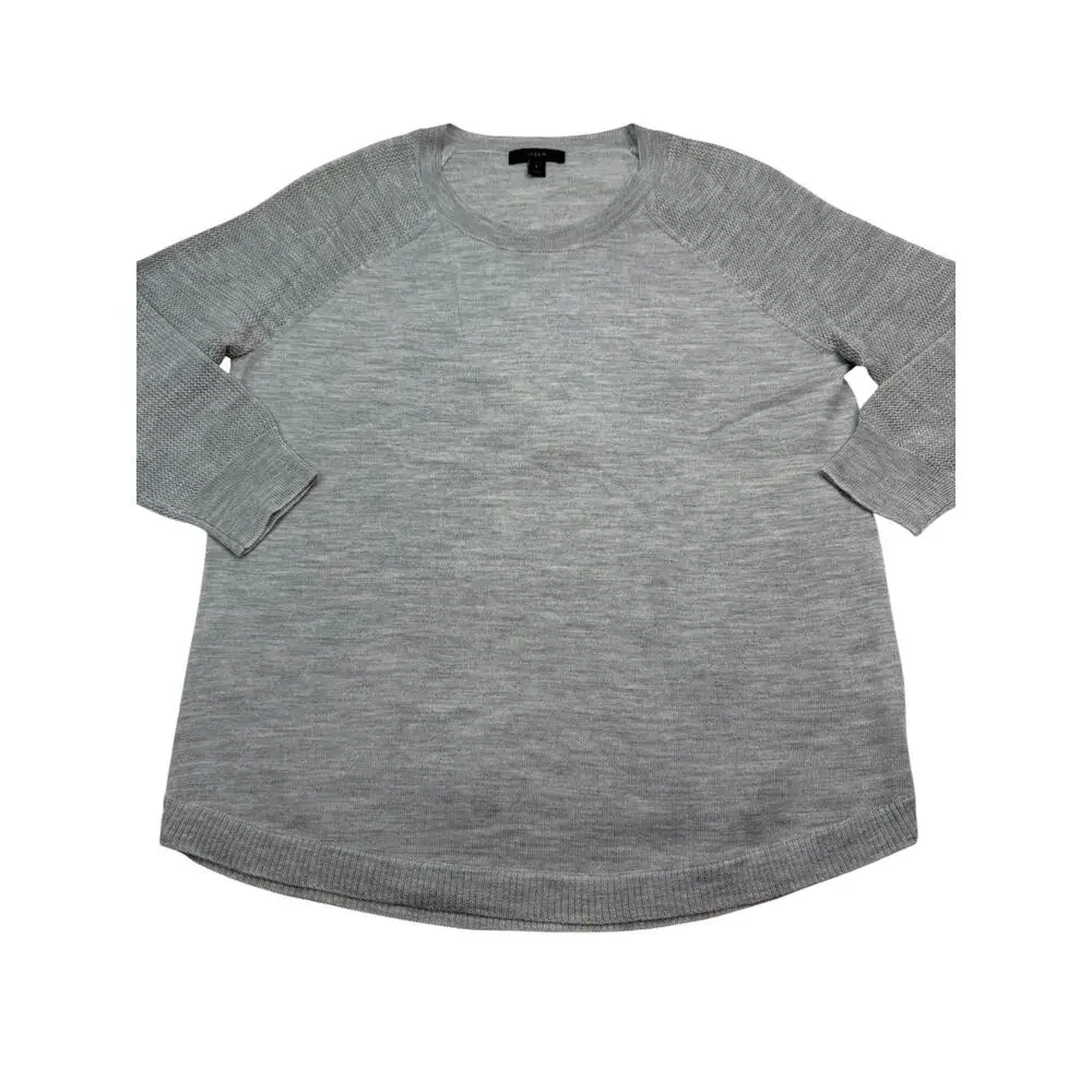 J. CREW Lightweight Merino Wool Mesh Sweater Gray Size S Style A2805 Preppy
